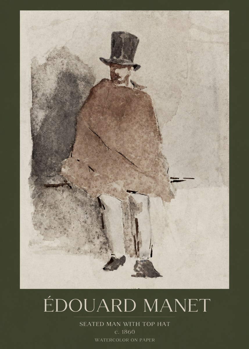 Édouard Manet Seated Man with Top Hat No1 - Poszter