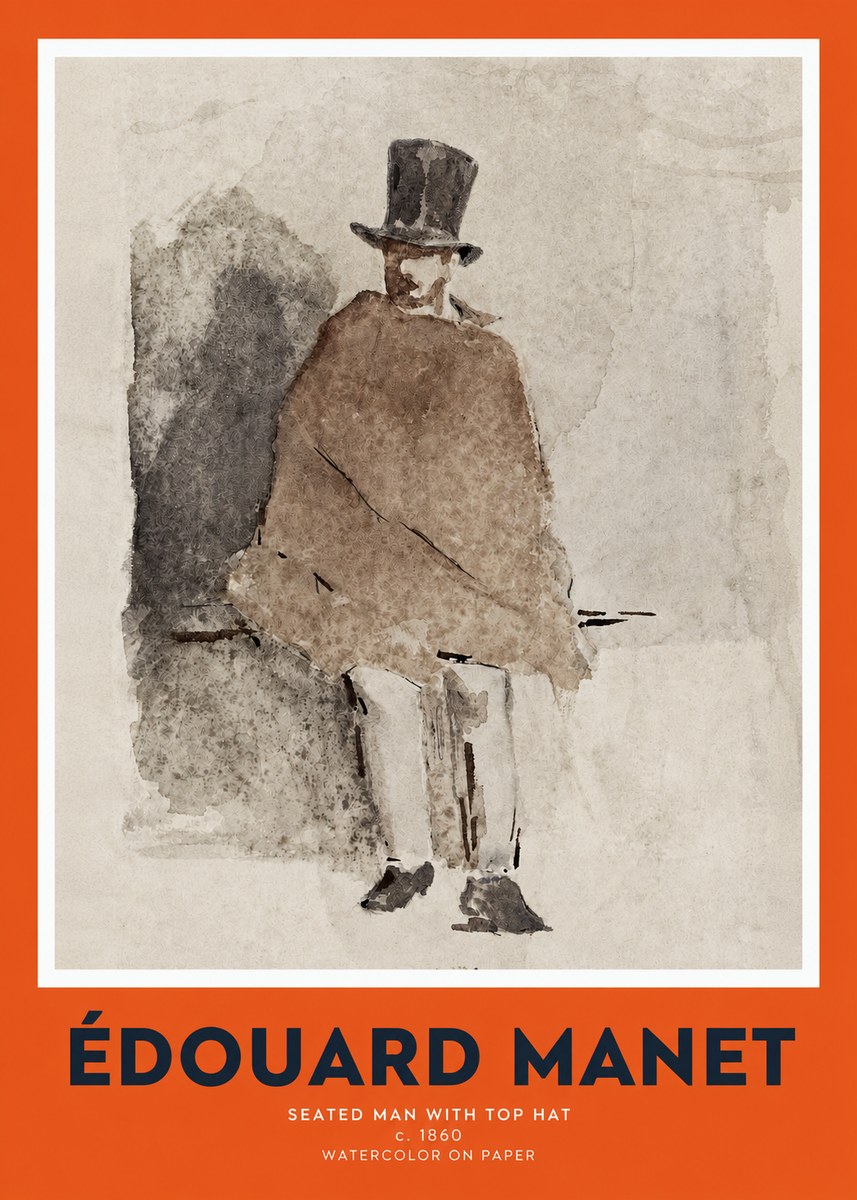 Édouard Manet Seated Man with Top Hat No2 - Poszter