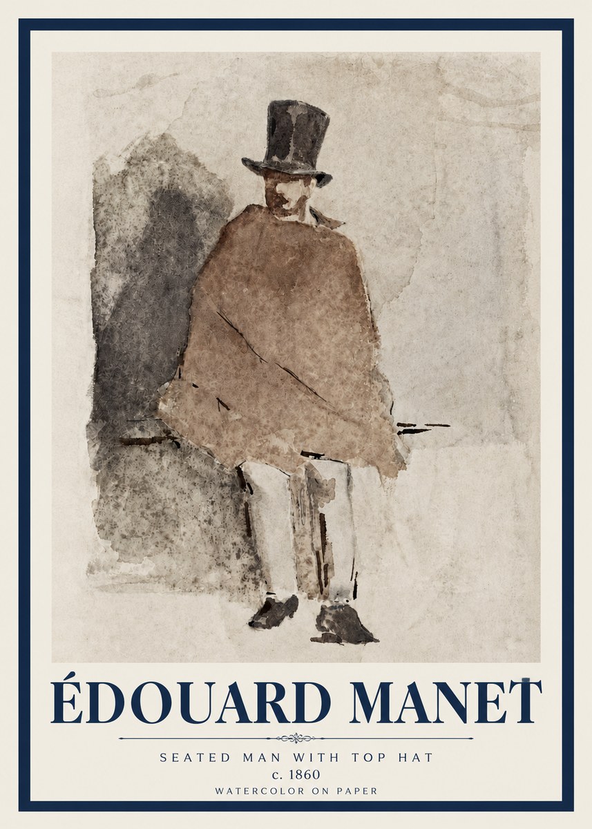Édouard Manet Seated Man with Top Hat No3 - Poszter