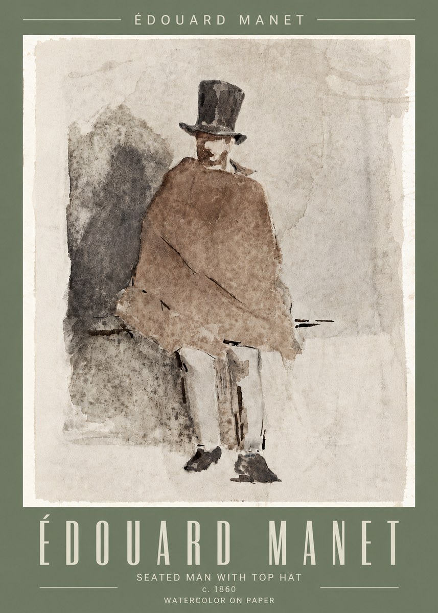 Édouard Manet Seated Man with Top Hat No4 - Poszter