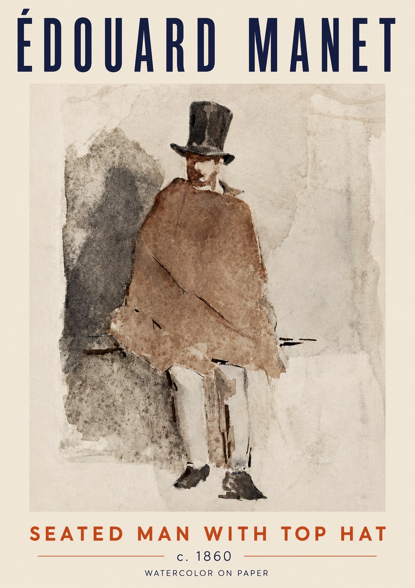 Édouard Manet Seated Man with Top Hat No5 - Poszter