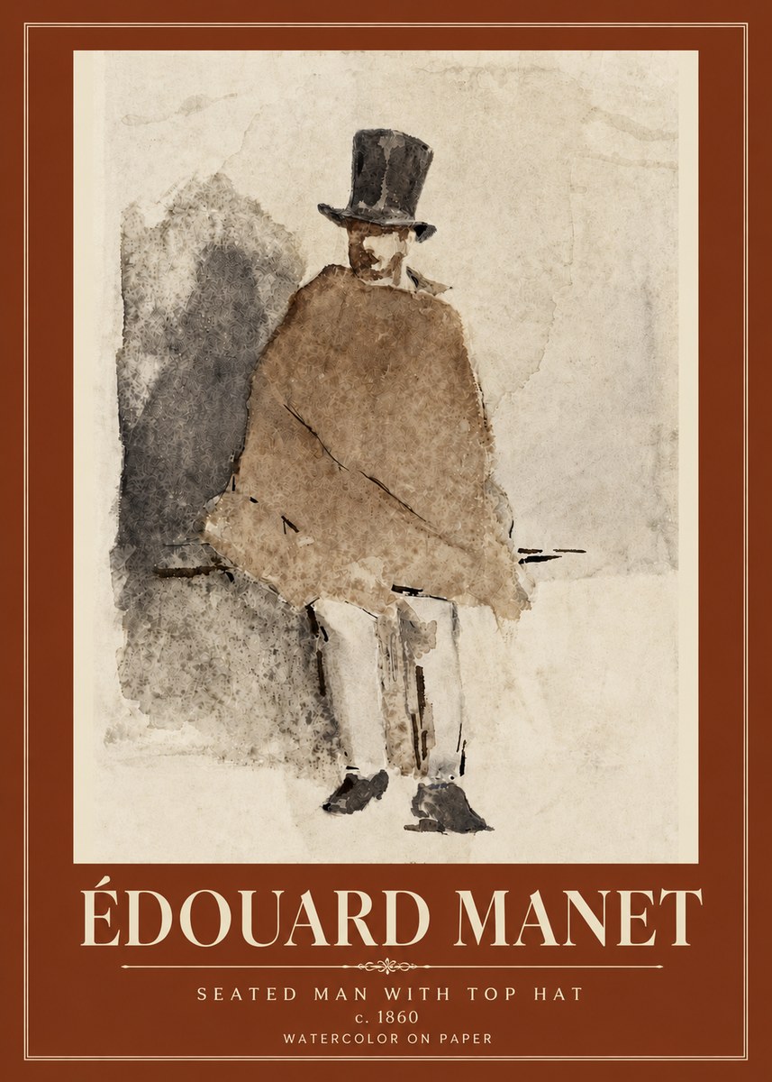 Édouard Manet Seated Man with Top Hat No6 - Poszter