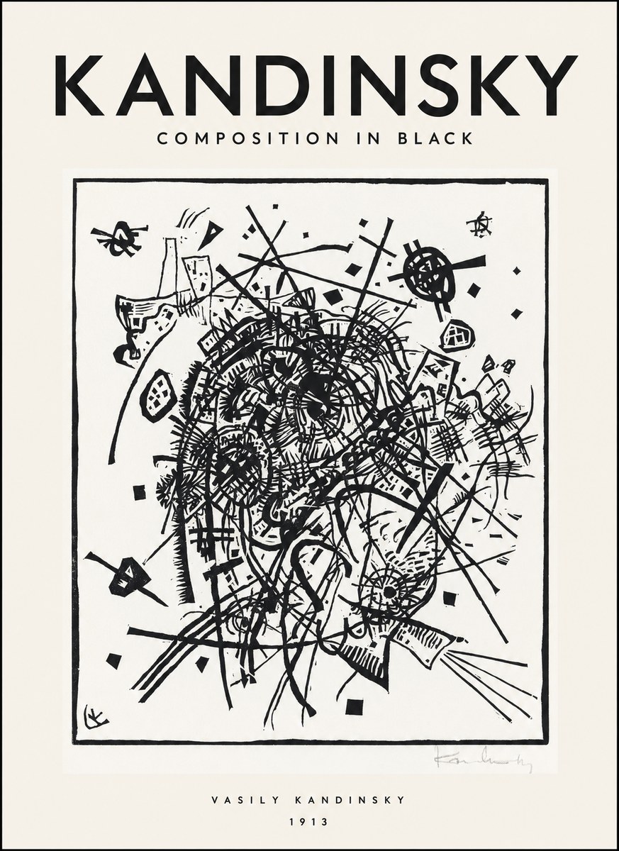 Kandinsky Composition in Black No1 - Poszter