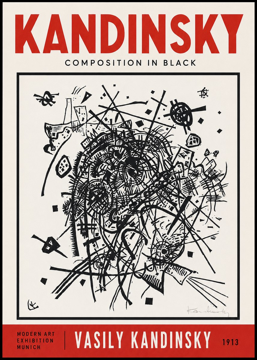 Kandinsky Composition in Black No2 - Poszter