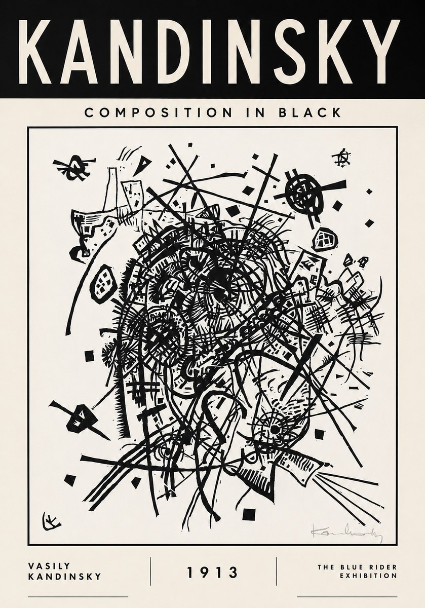 Kandinsky Composition in Black No3 - Poszter