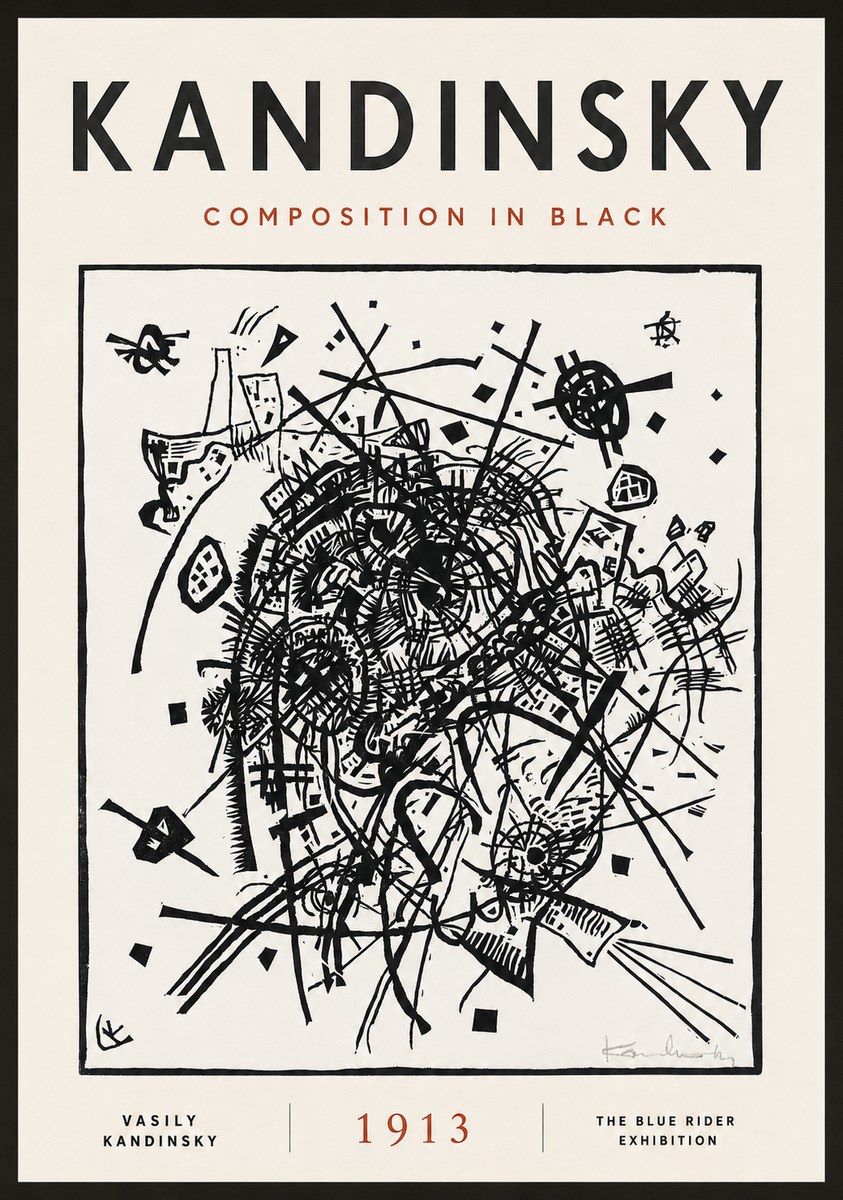 Kandinsky Composition in Black No4 - Poszter