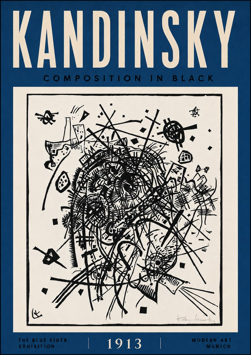 Kandinsky Composition in Black No5 - Poszter