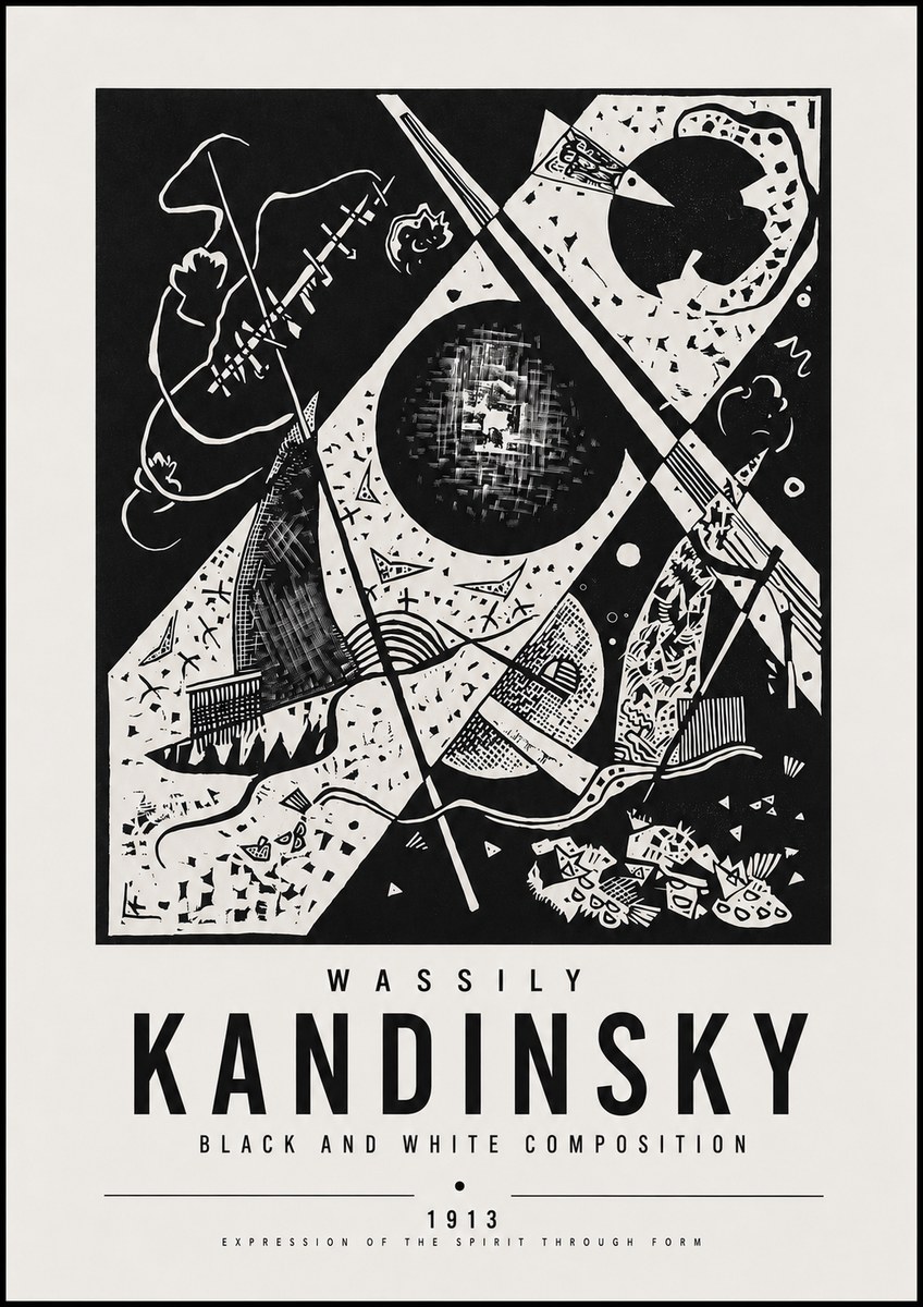 Kandinsky Black and White Composition No5 - Poszter