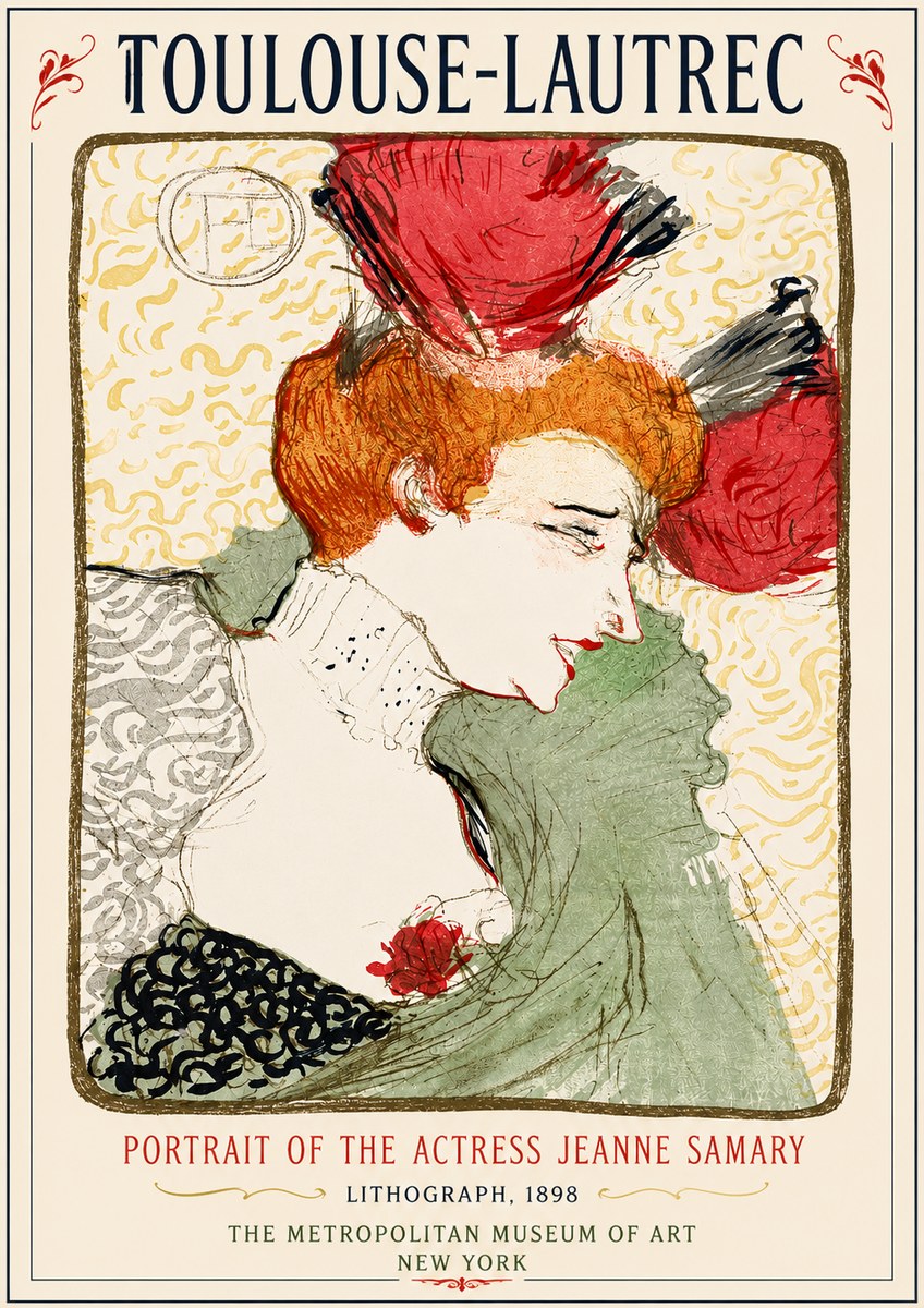 Toulouse-Lautrec Portrait of the Actress Jeanne Samary No3 - Poszter