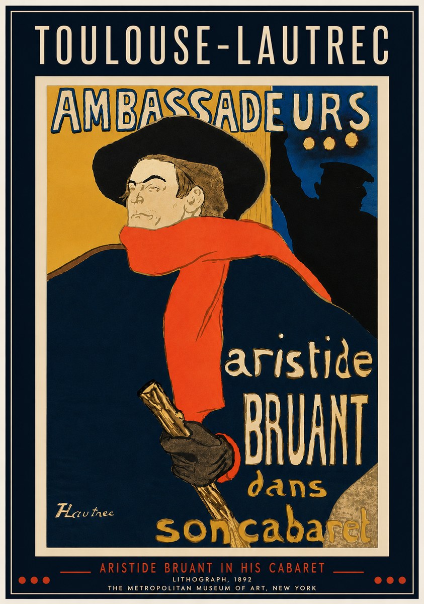 Toulouse-Lautrec Aristide Bruant in His Cabaret I No4 - Poszter