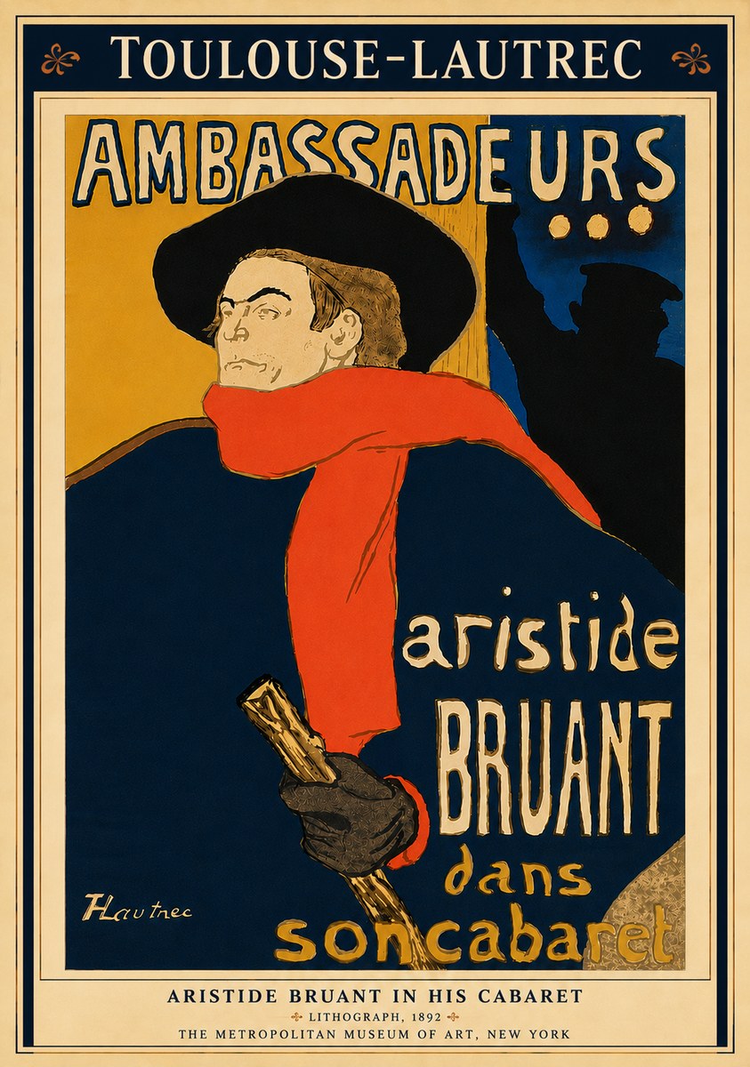 Toulouse-Lautrec Aristide Bruant in His Cabaret I No6 - Poszter