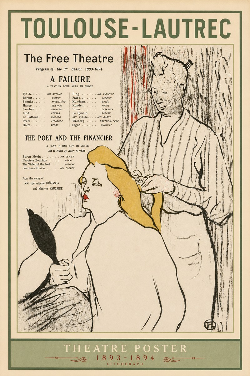 Toulouse-Lautrec Le Théâtre Libre - Une Faillite / Le Poète Et Le Financier No2 - Poszter