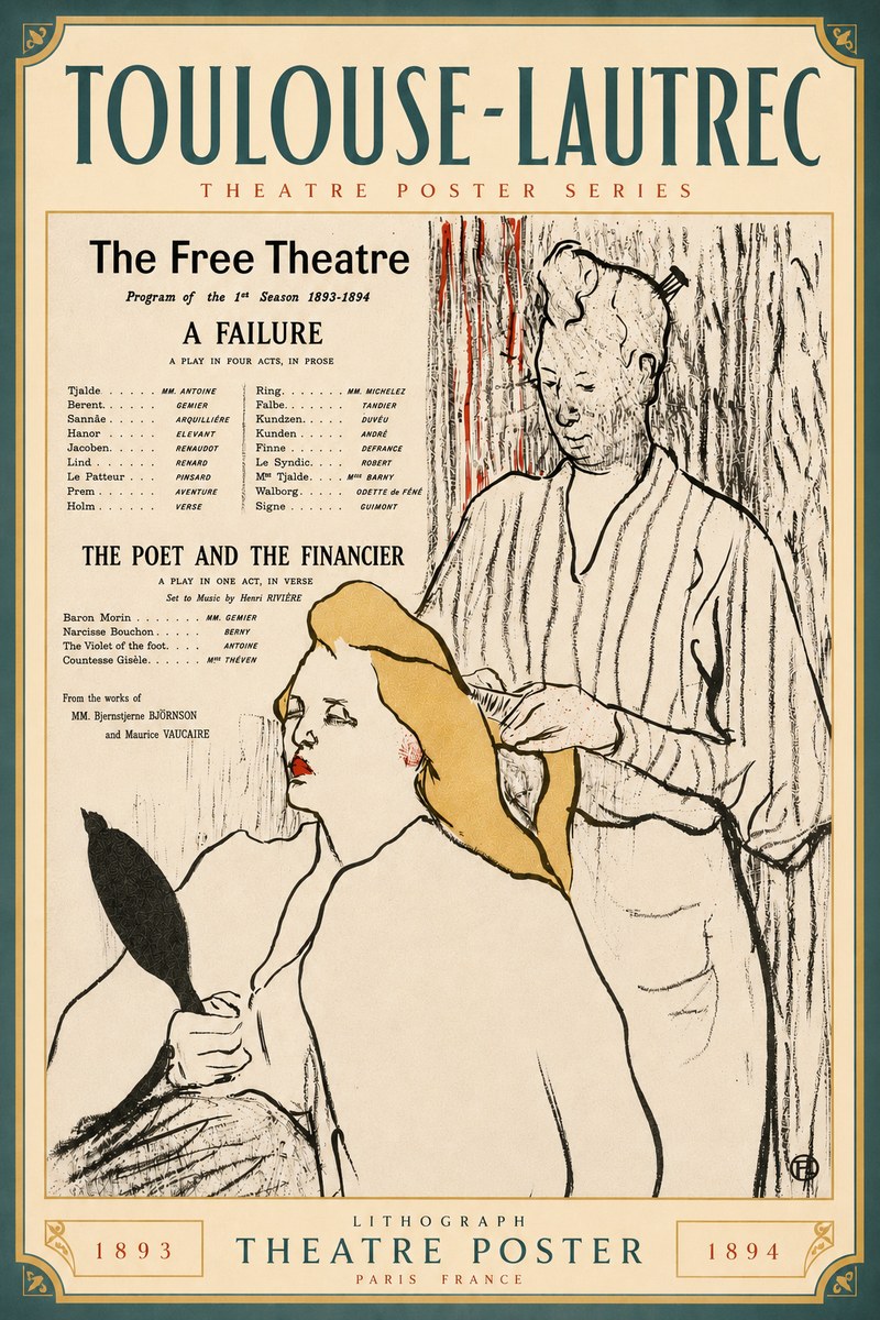 Toulouse-Lautrec Le Théâtre Libre - Une Faillite / Le Poète Et Le Financier No6 - Poszter