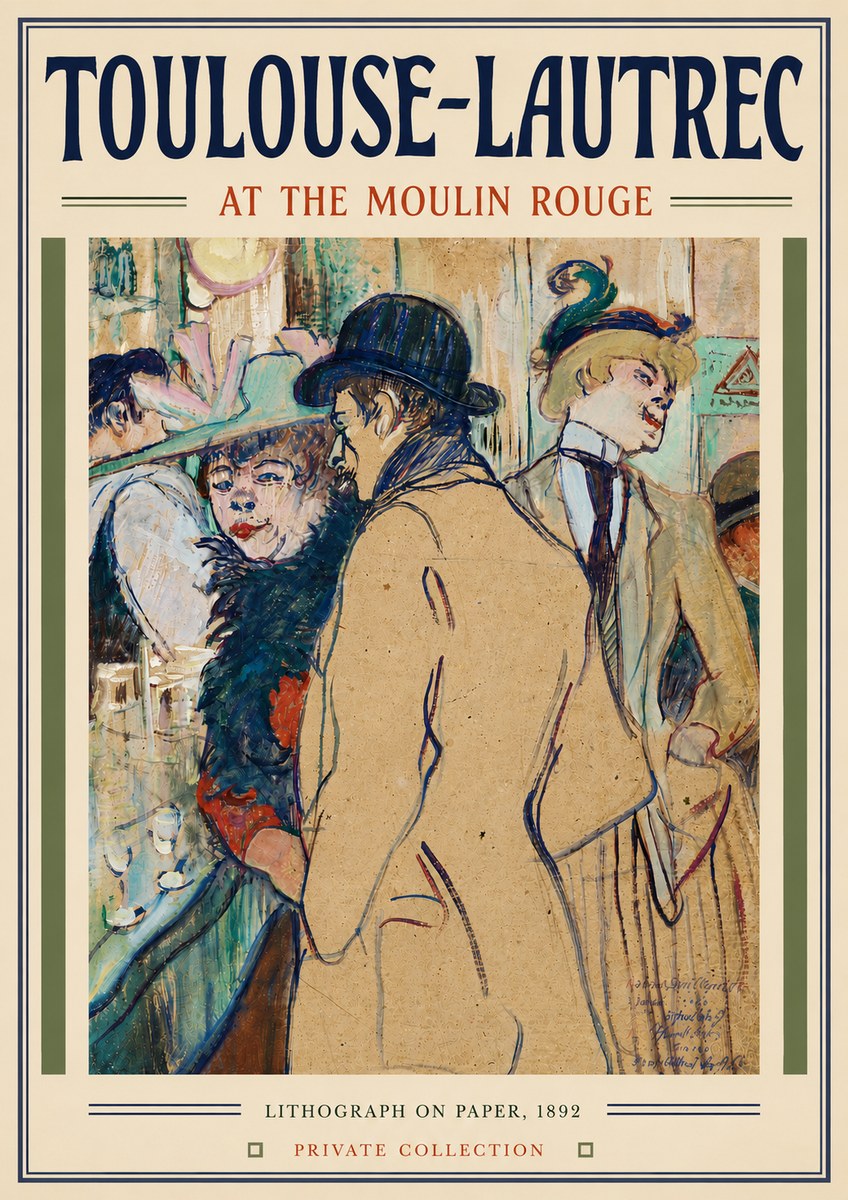 Toulouse-Lautrec At the Moulin Rouge II No6 - Poszter