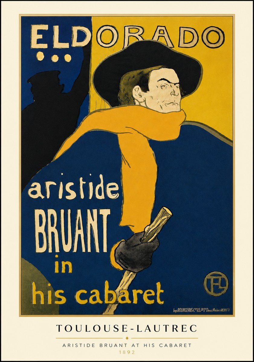 Toulouse-Lautrec Aristide Bruant at His Cabaret No3 - Poszter