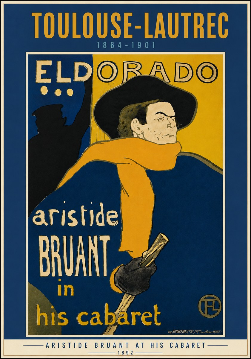 Toulouse-Lautrec Aristide Bruant at His Cabaret No4 - Poszter