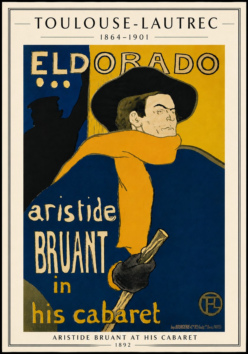 Toulouse-Lautrec Aristide Bruant at His Cabaret No5 - Poszter