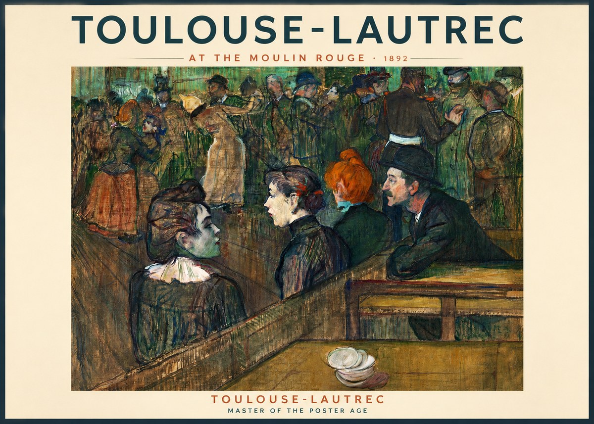 Toulouse-Lautrec At the Moulin Rouge V No2 - Poszter