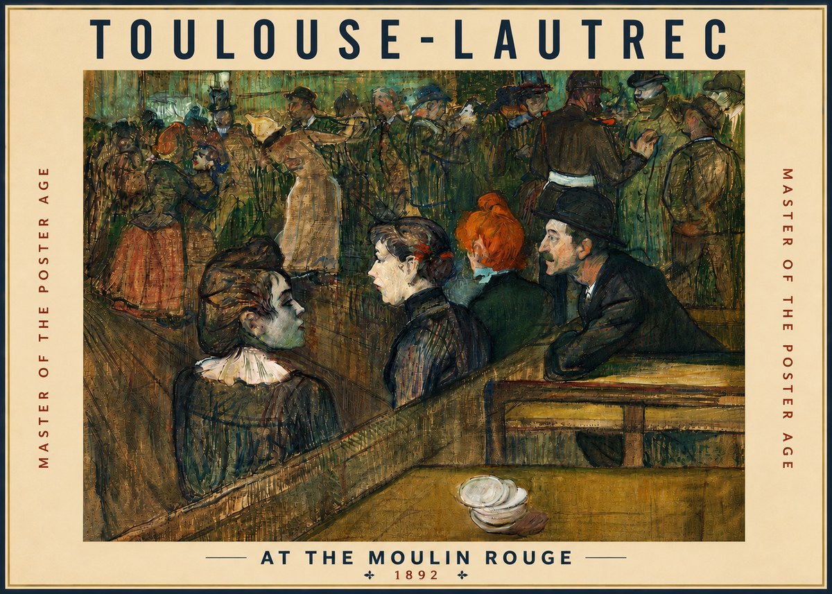 Toulouse-Lautrec At the Moulin Rouge V No4 - Poszter