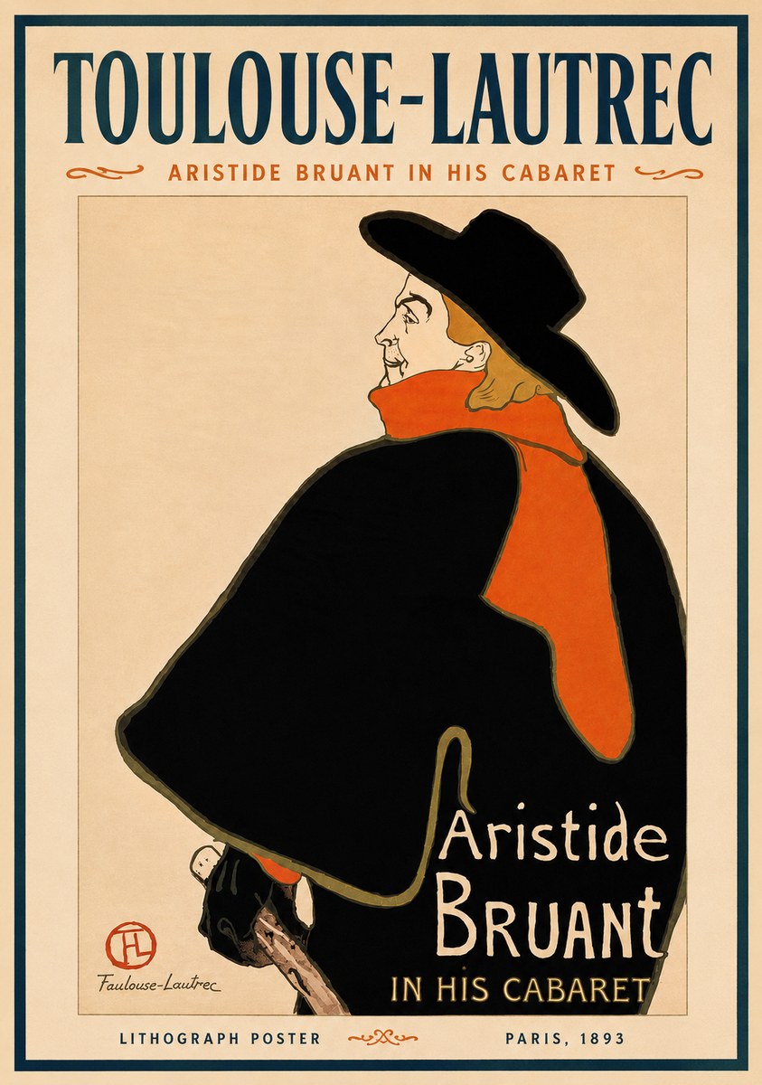 Toulouse-Lautrec Aristide Bruant in His Cabaret II No3 - Poszter