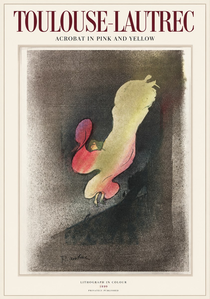Toulouse-Lautrec Acrobat in Pink and Yellow No1 - Poszter