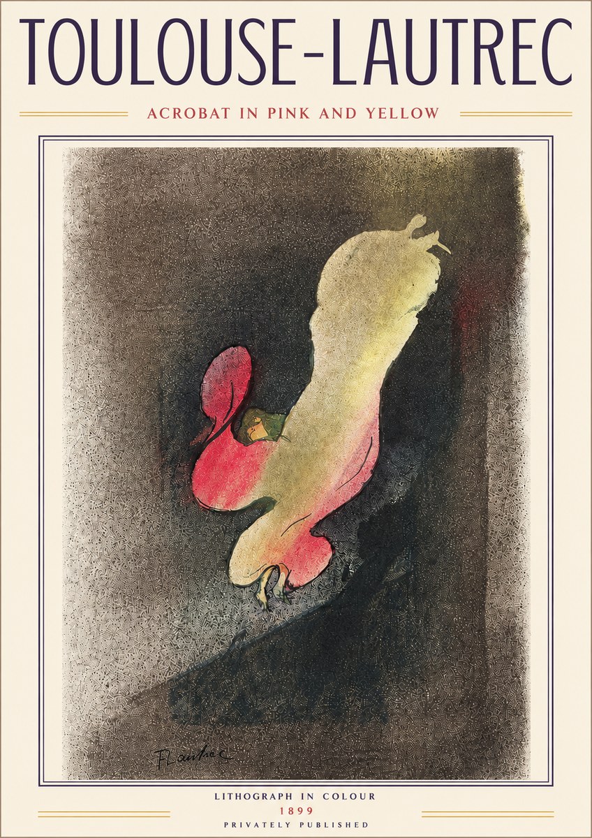 Toulouse-Lautrec Acrobat in Pink and Yellow No4 - Poszter