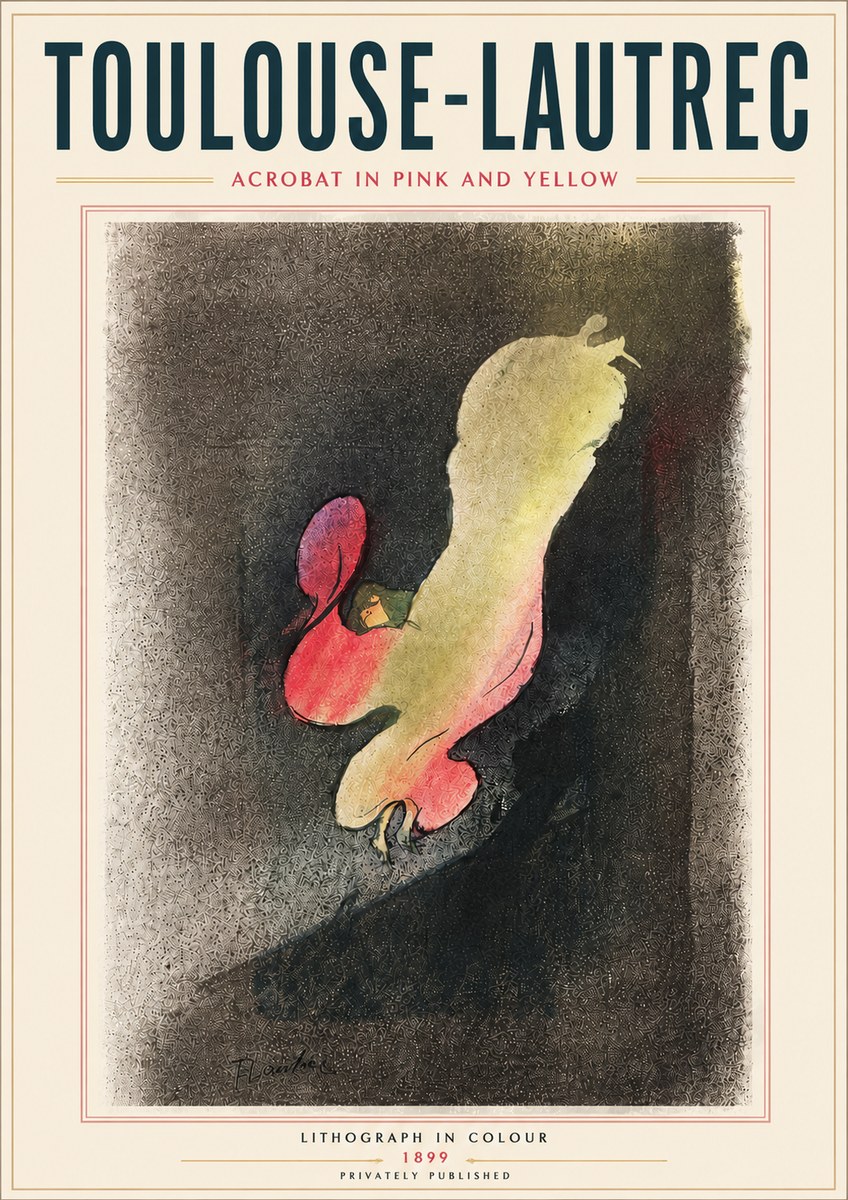 Toulouse-Lautrec Acrobat in Pink and Yellow No5 - Poszter