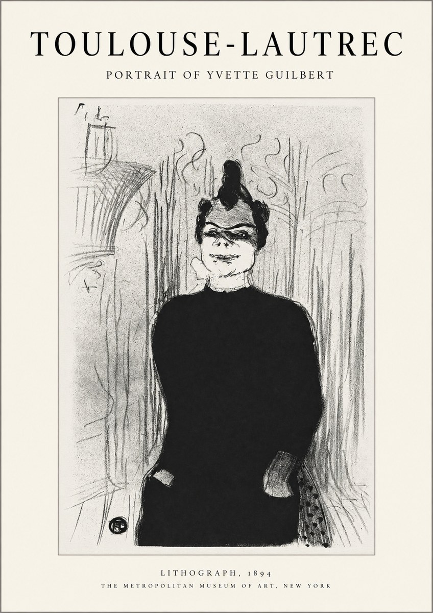 Toulouse-Lautrec Portrait of Yvette Guilbert No2 - Poszter