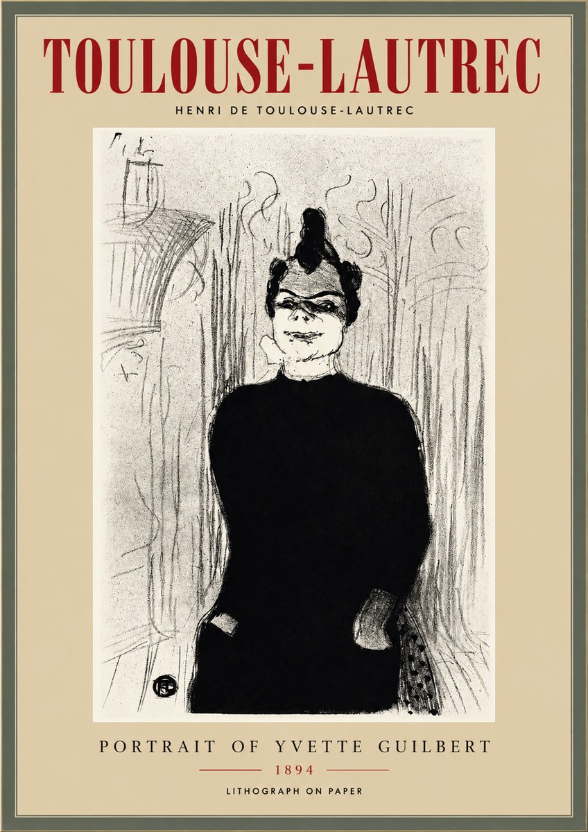Toulouse-Lautrec Portrait of Yvette Guilbert No3 - Poszter