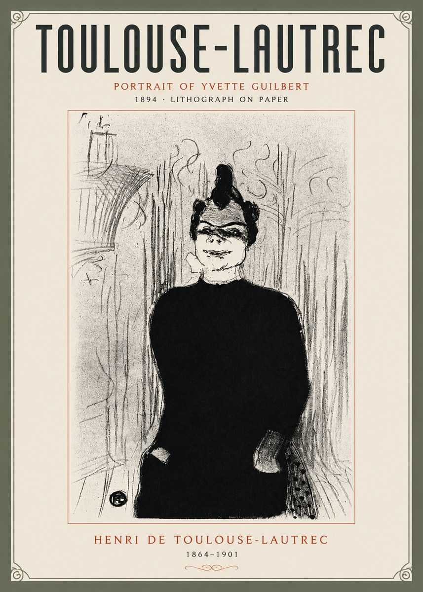 Toulouse-Lautrec Portrait of Yvette Guilbert No5 - Poszter