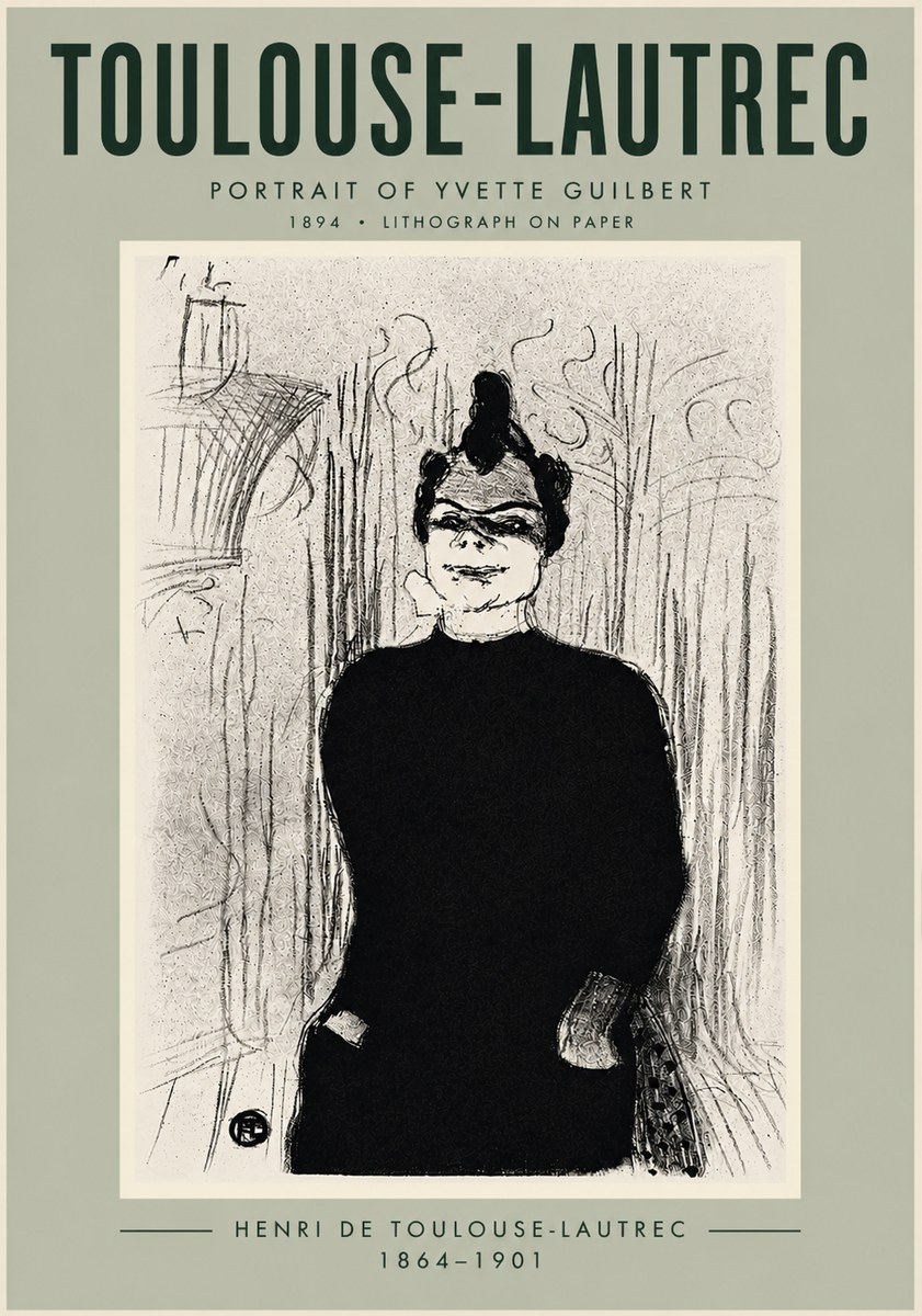 Toulouse-Lautrec Portrait of Yvette Guilbert No6 - Poszter