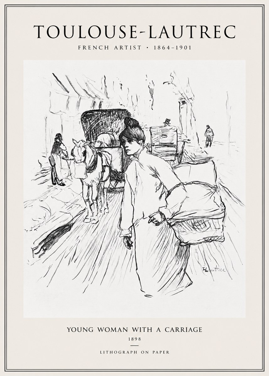 Toulouse-Lautrec Young Woman with a Carriage No1 - Poszter