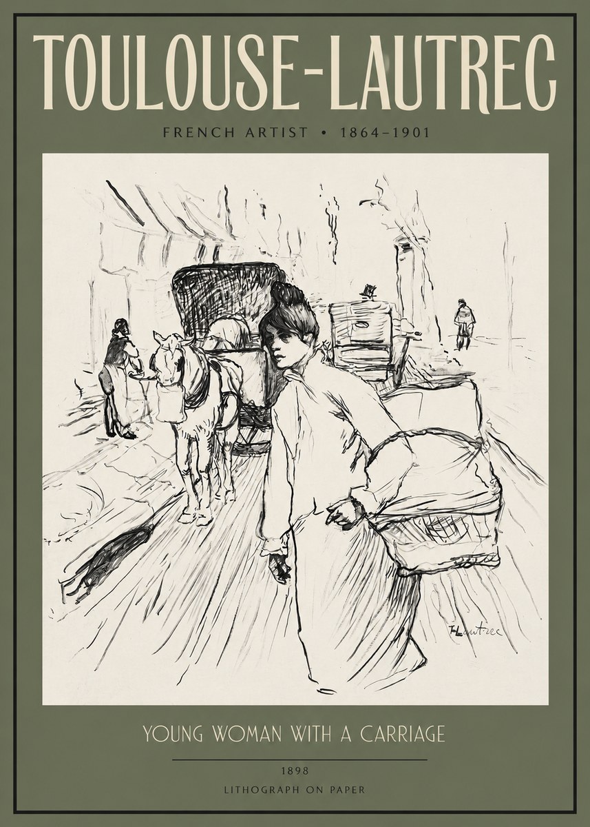 Toulouse-Lautrec Young Woman with a Carriage No2 - Poszter