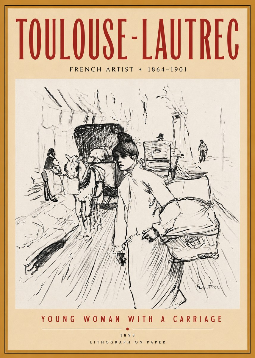 Toulouse-Lautrec Young Woman with a Carriage No3 - Poszter