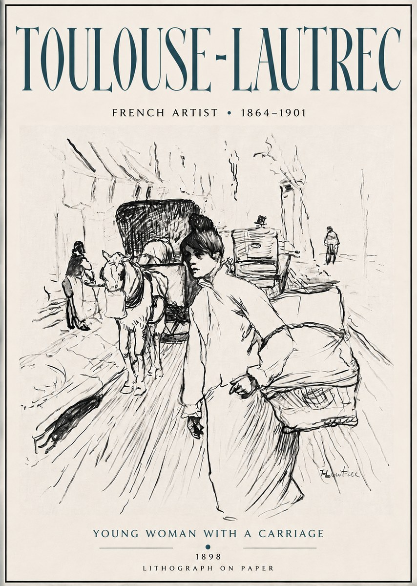 Toulouse-Lautrec Young Woman with a Carriage No6 - Poszter
