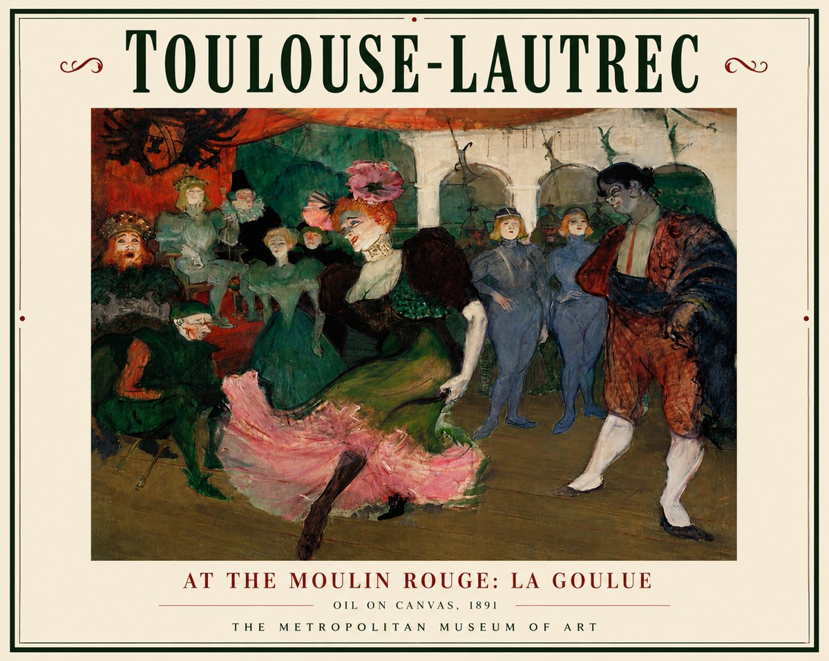 Toulouse-Lautrec At the Moulin Rouge: La Goulue No5 - Poszter
