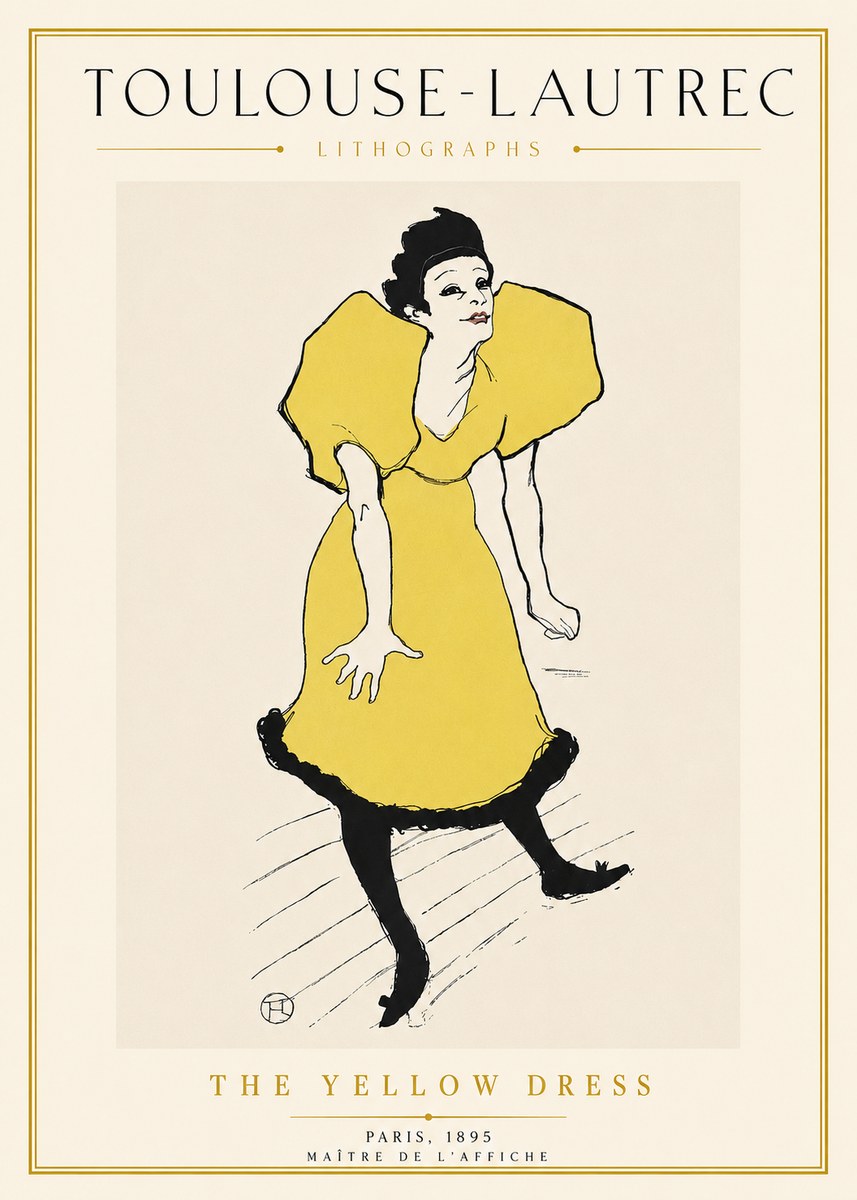 Toulouse-Lautrec The Yellow Dress No5 - Poszter