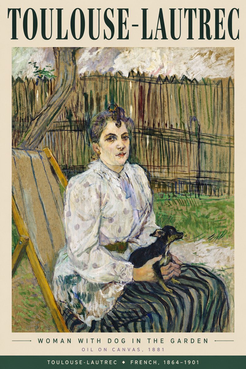 Toulouse-Lautrec Woman with Dog in the Garden No3 - Poszter