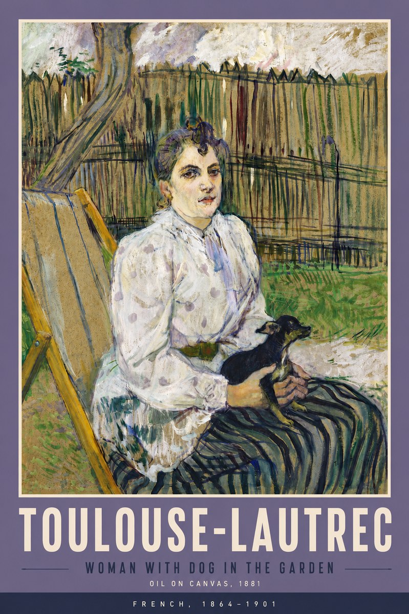 Toulouse-Lautrec Woman with Dog in the Garden No5 - Poszter