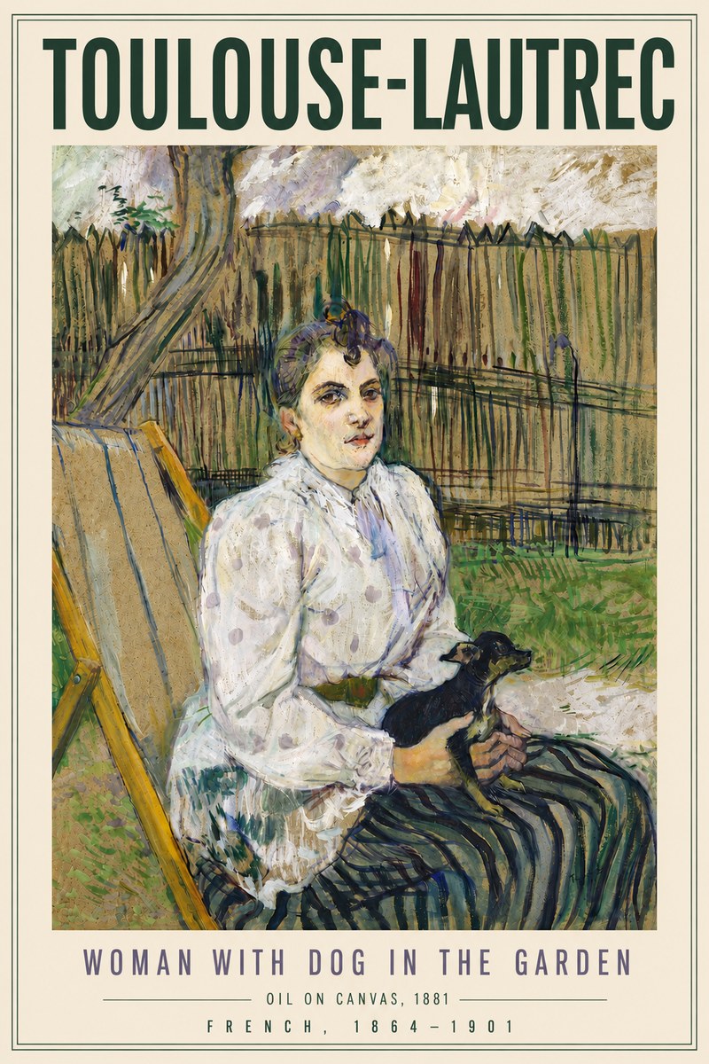 Toulouse-Lautrec Woman with Dog in the Garden No6 - Poszter