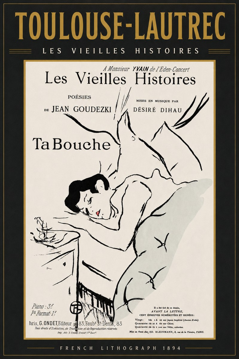 Toulouse-Lautrec Les Vieilles Histoires - Ta Bouche No3 - Poszter
