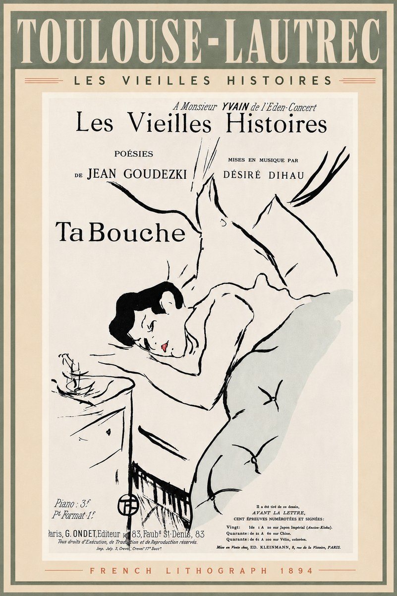 Toulouse-Lautrec Les Vieilles Histoires - Ta Bouche No5 - Poszter