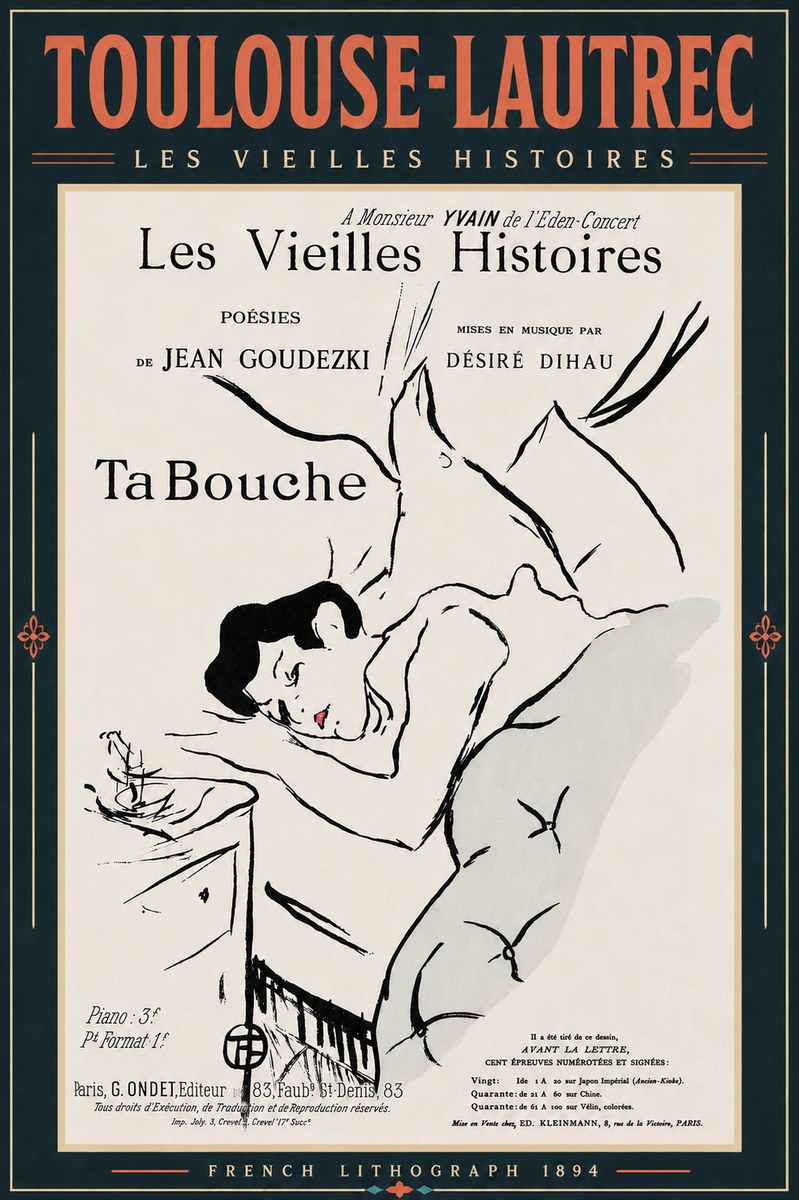 Toulouse-Lautrec Les Vieilles Histoires - Ta Bouche No6 - Poszter