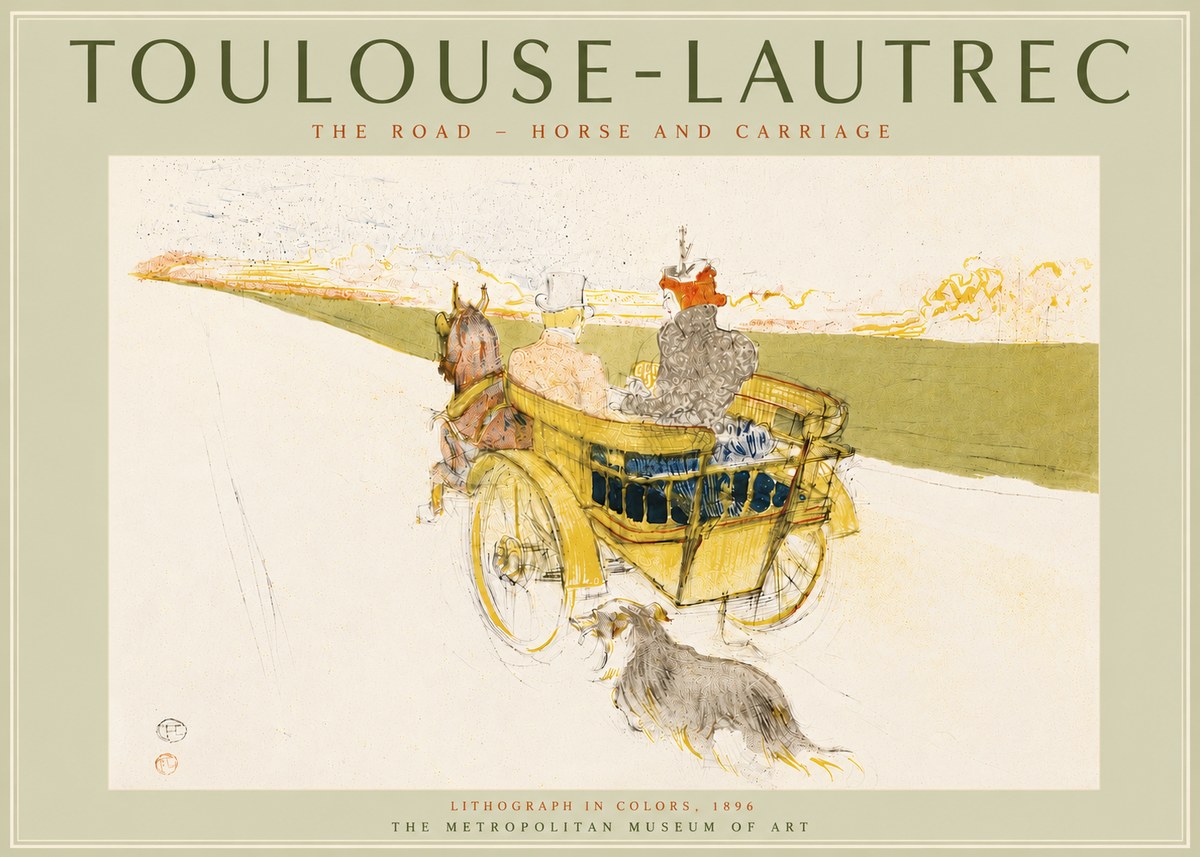 Toulouse-Lautrec The Road - Horse and Carriage No5 - Poszter