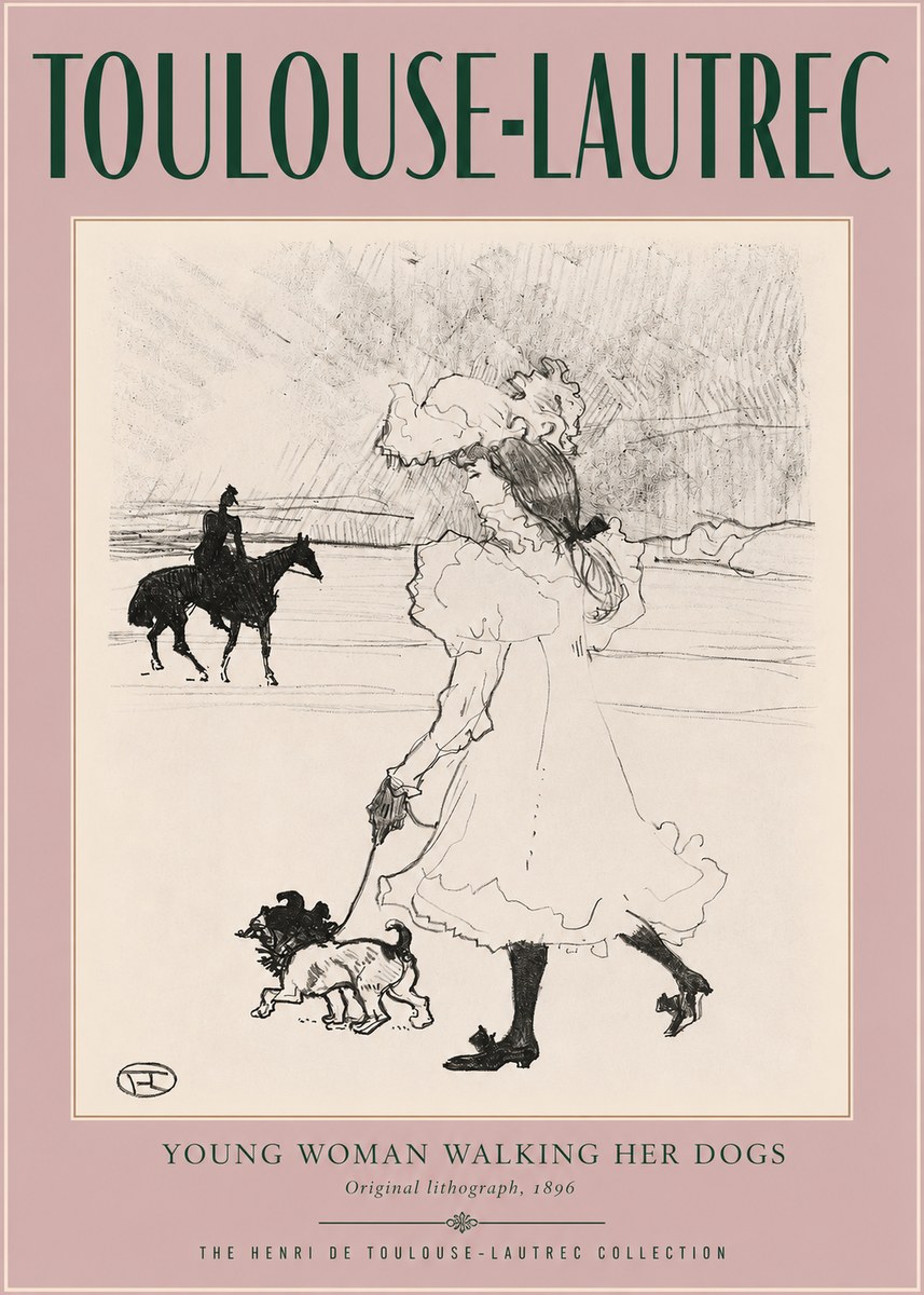 Toulouse-Lautrec Young Woman Walking Her Dogs No2 - Poszter