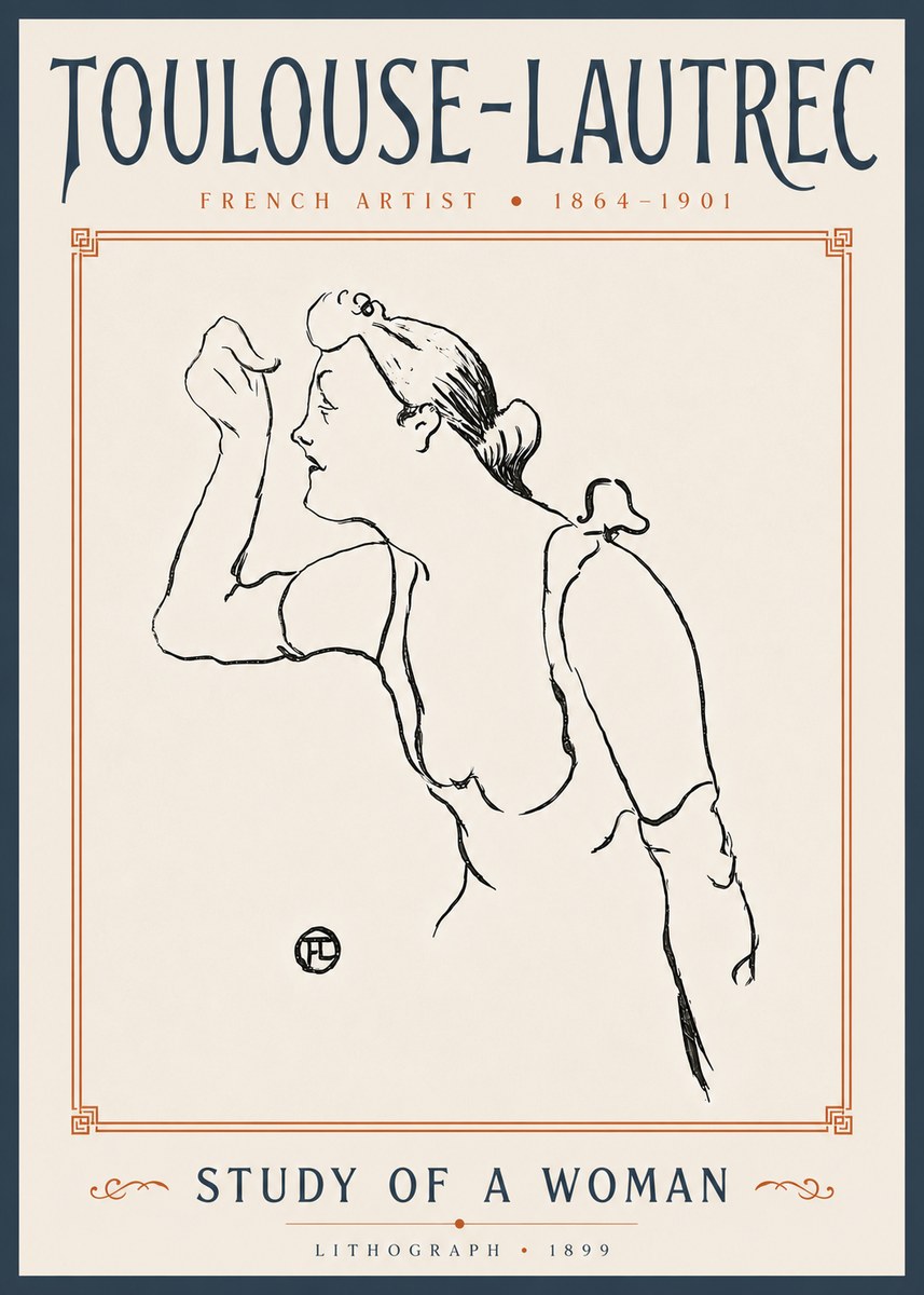 Toulouse-Lautrec Study of a Woman II No6 - Poszter