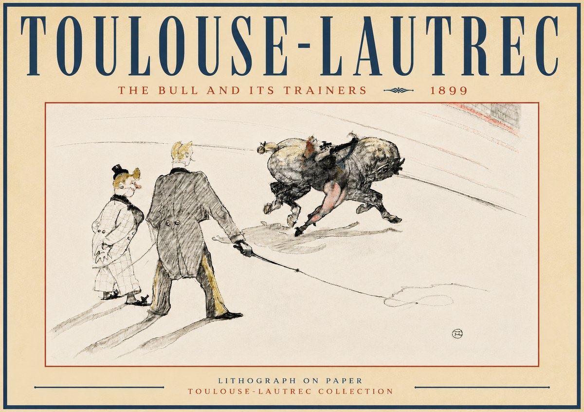 Toulouse-Lautrec The Bull and Its Trainers No6 - Poszter