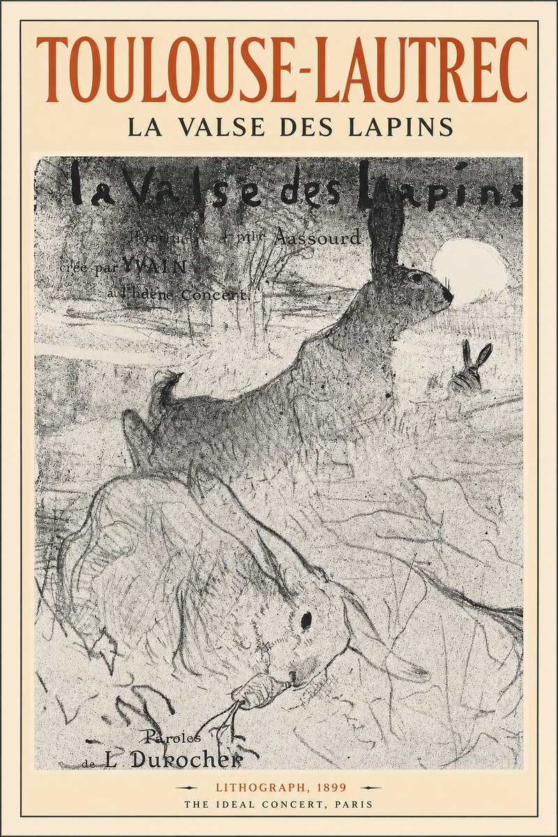 Toulouse-Lautrec La Valse Des Lapins No2 - Poszter