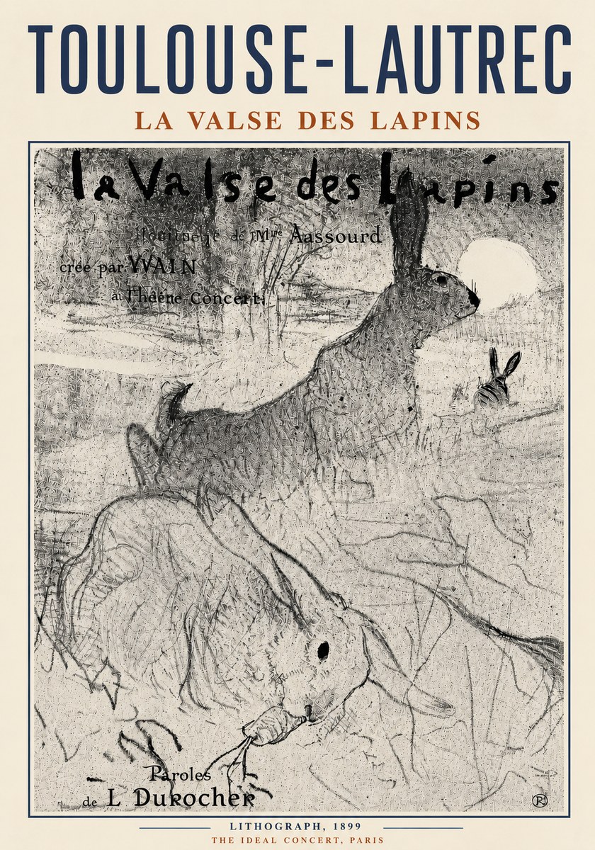 Toulouse-Lautrec La Valse Des Lapins No5 - Poszter