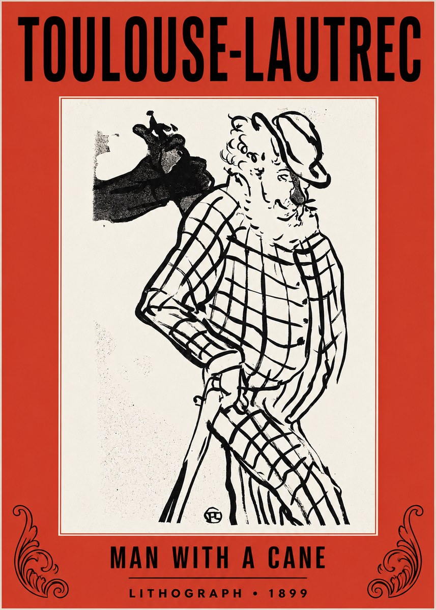 Toulouse-Lautrec Man with a Cane No2 - Poszter